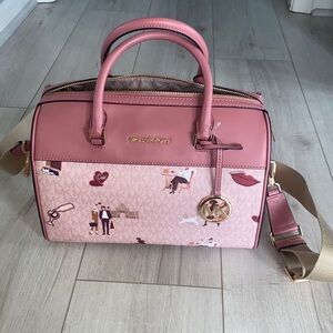 Michael Kors Jet Set Girls Duffle Satchel Shoulder Crossbody Bag MK Pink New